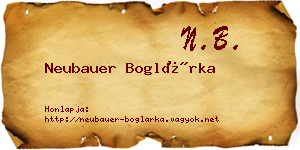 Neubauer Boglárka névjegykártya